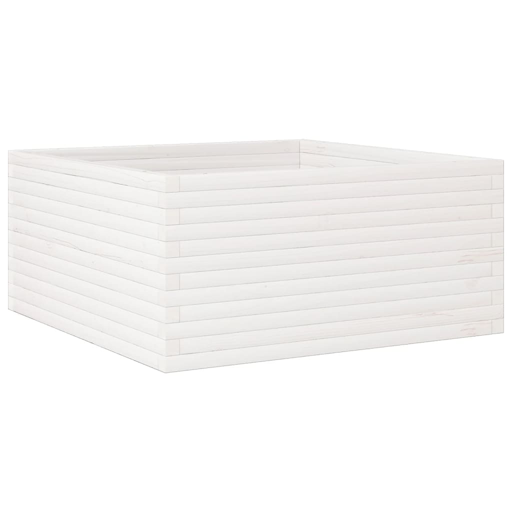 vidaXL Ζαρντινιέρα Κήπου Λευκή 100x100x46 εκ. από Μασίφ Ξύλο Πεύκου - Image 2