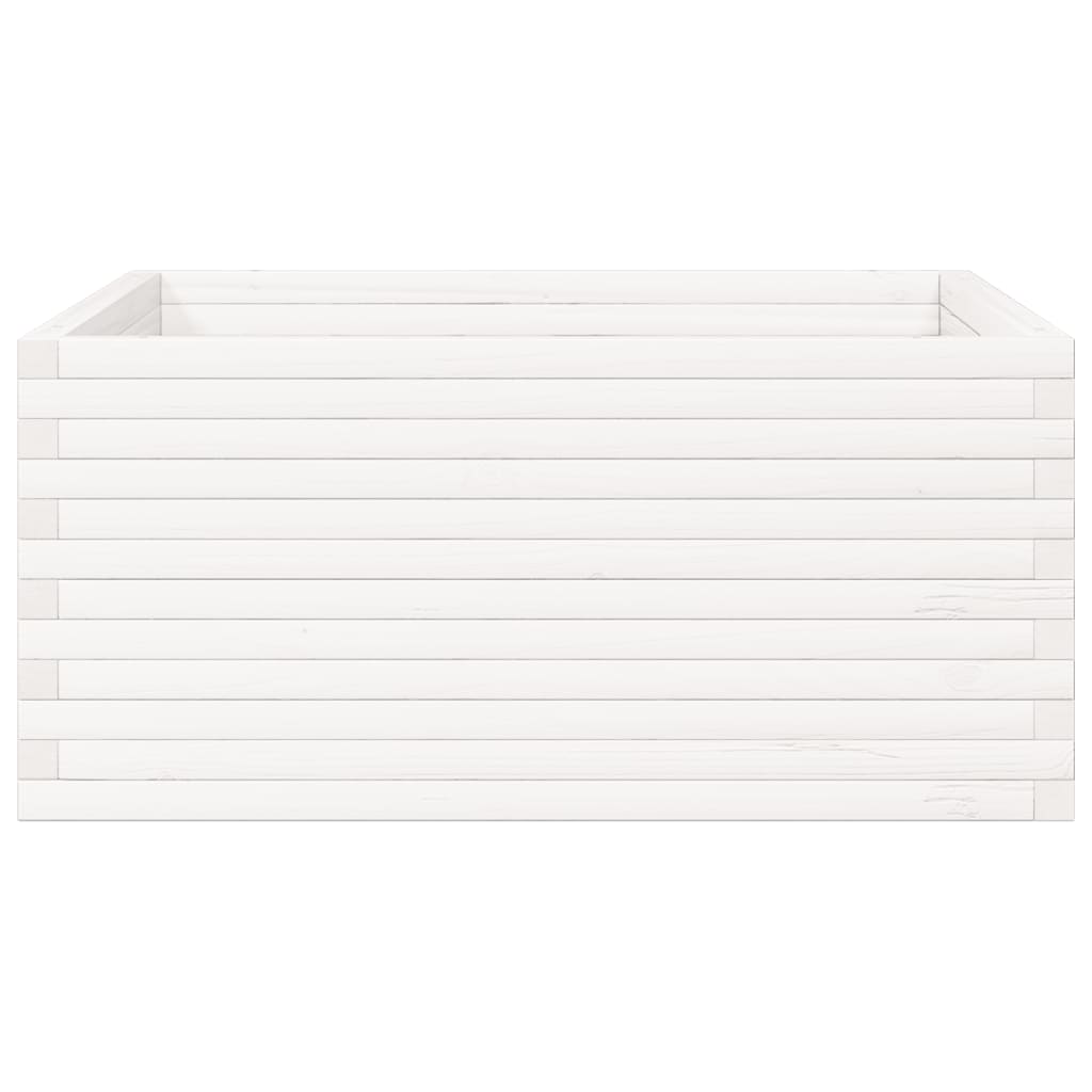 vidaXL Ζαρντινιέρα Κήπου Λευκή 100x100x46 εκ. από Μασίφ Ξύλο Πεύκου - Image 5