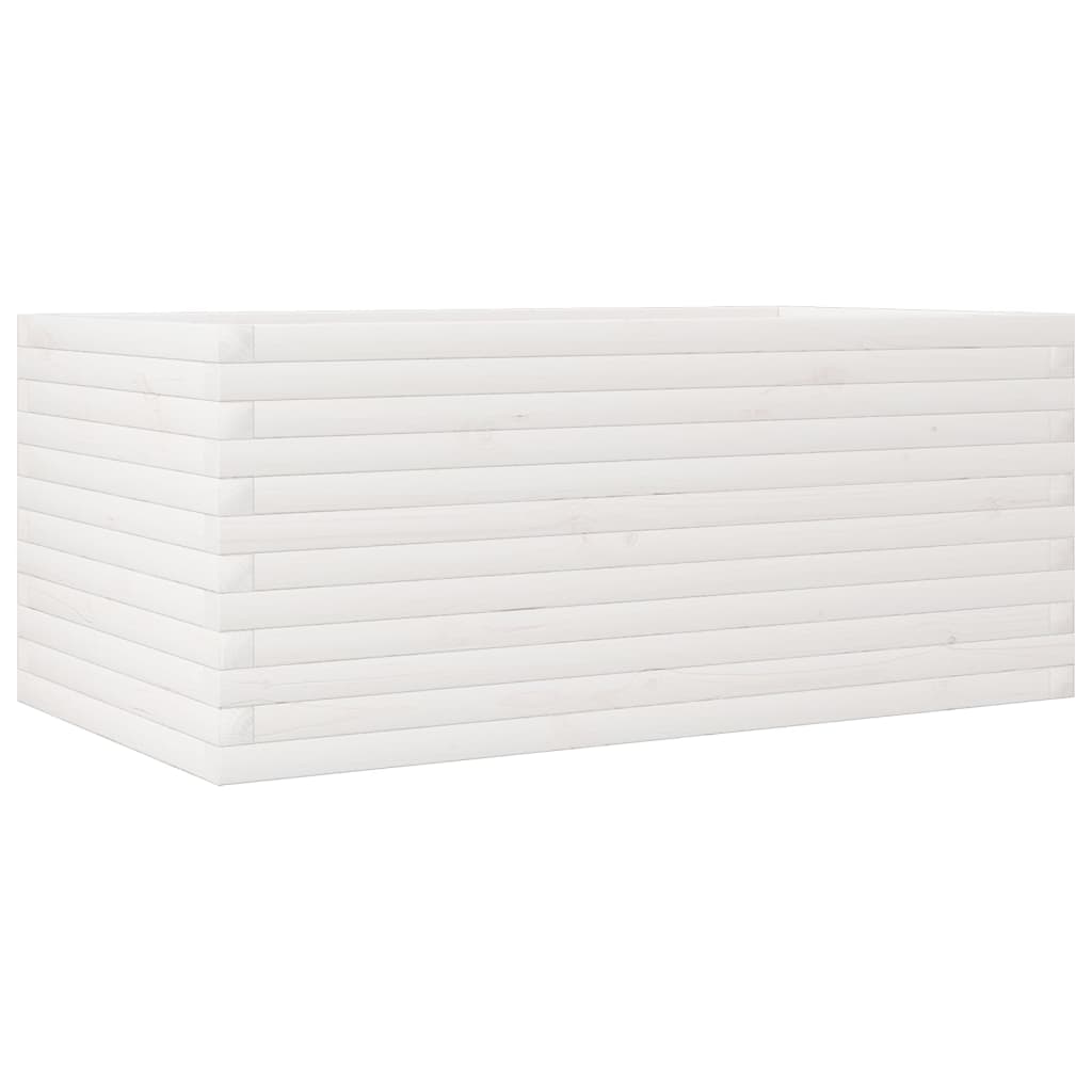 vidaXL Ζαρντινιέρα Κήπου Λευκή 110x60x46 εκ. από Μασίφ Ξύλο Πεύκου - Image 2