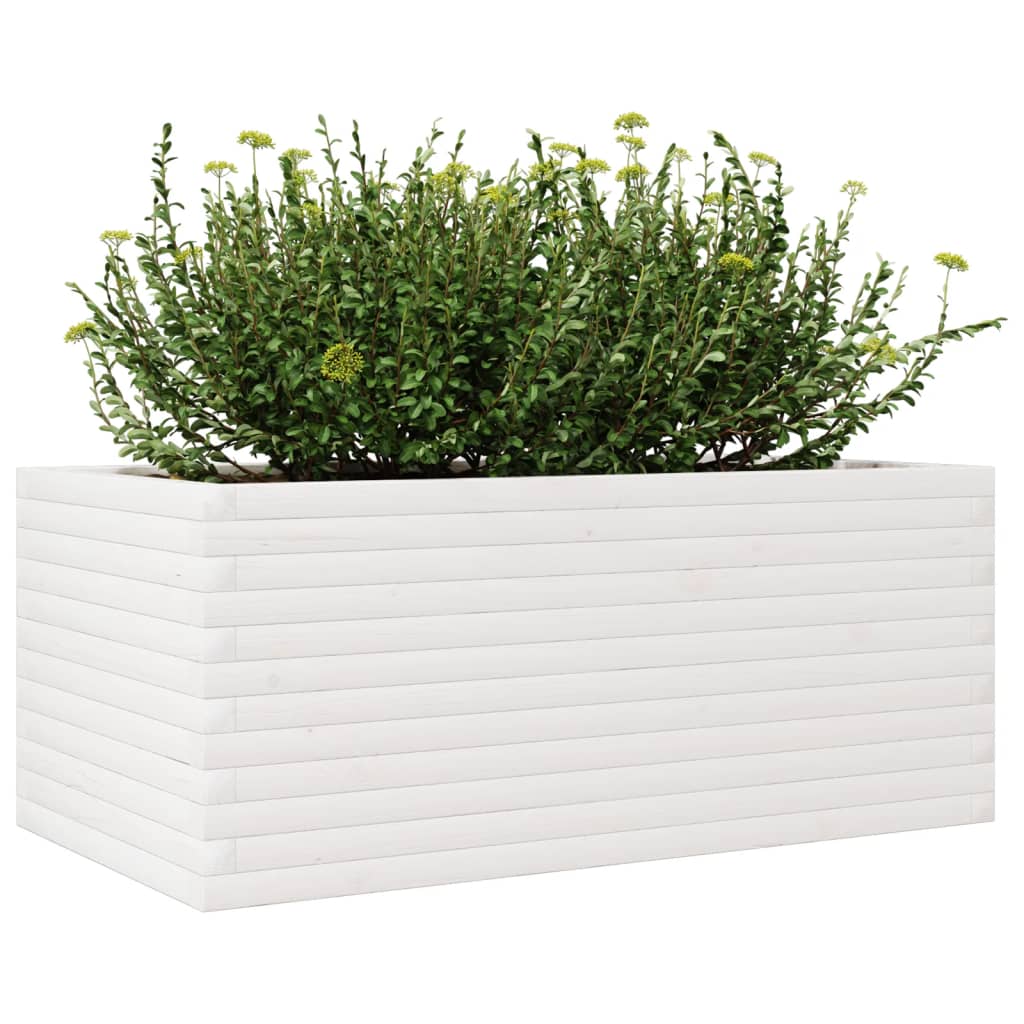 vidaXL Ζαρντινιέρα Κήπου Λευκή 110x60x46 εκ. από Μασίφ Ξύλο Πεύκου - Image 4