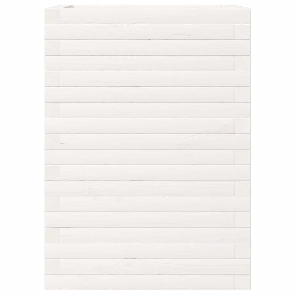 vidaXL Ζαρντινιέρα Λευκή. 50x50x68,5 εκ από Μασίφ Ξύλο Πεύκου - Image 5