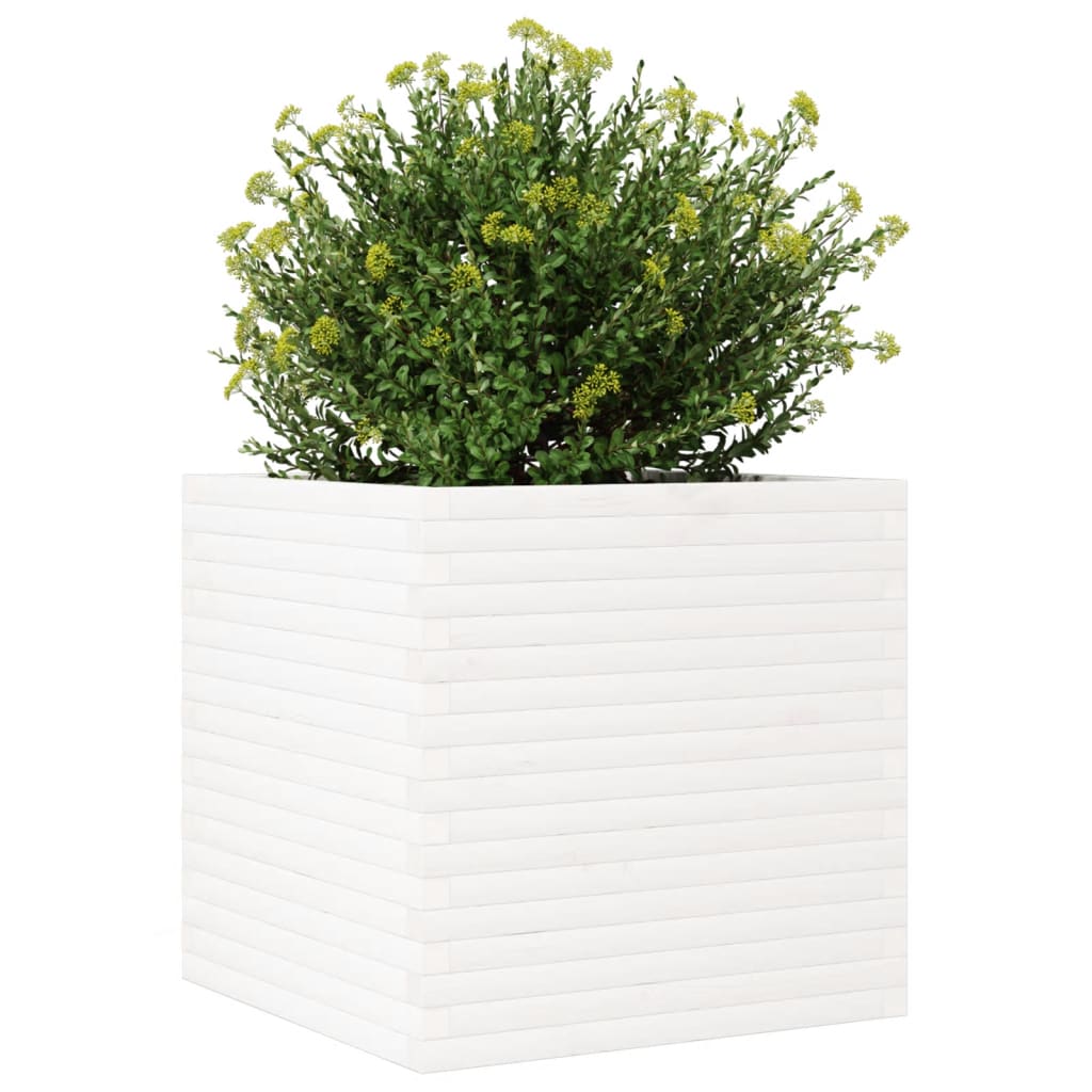 vidaXL Ζαρντινιέρα Κήπου Λευκή 70x70x68,5 εκ. από Μασίφ Ξύλο Πεύκου - Image 4