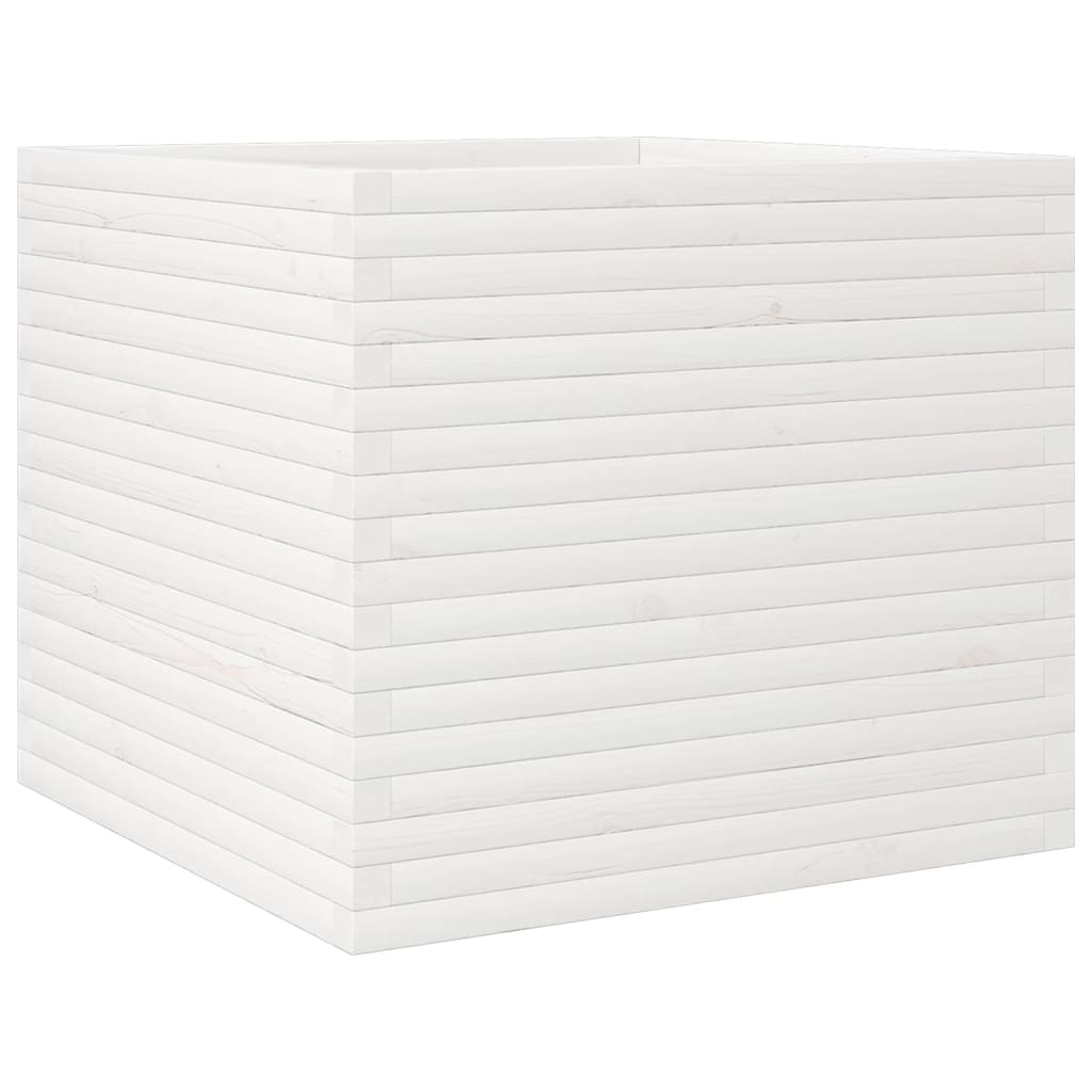 vidaXL Ζαρντινιέρα Λευκή 80x80x68,5 εκ. από Μασίφ Ξύλο Πεύκου - Image 2
