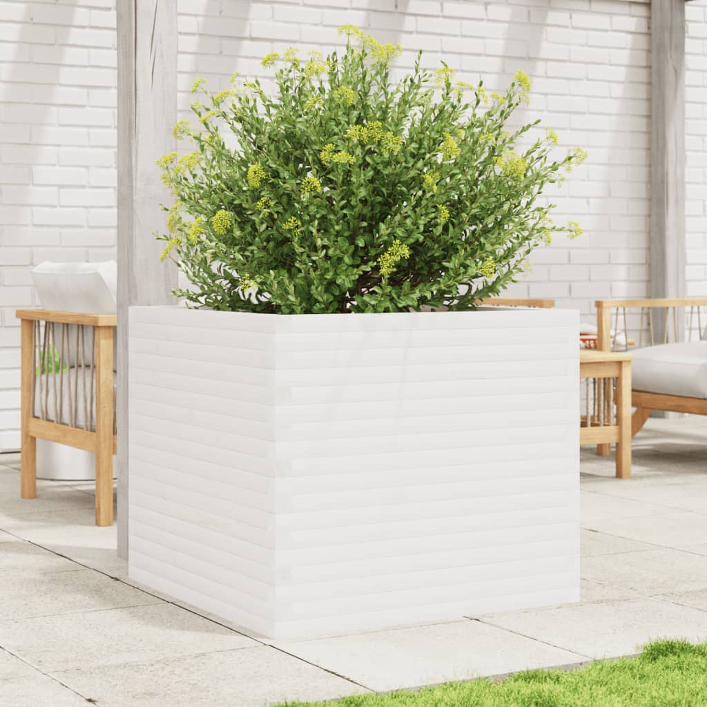 vidaXL Ζαρντινιέρα Λευκή 80x80x68,5 εκ. από Μασίφ Ξύλο Πεύκου - Image 3