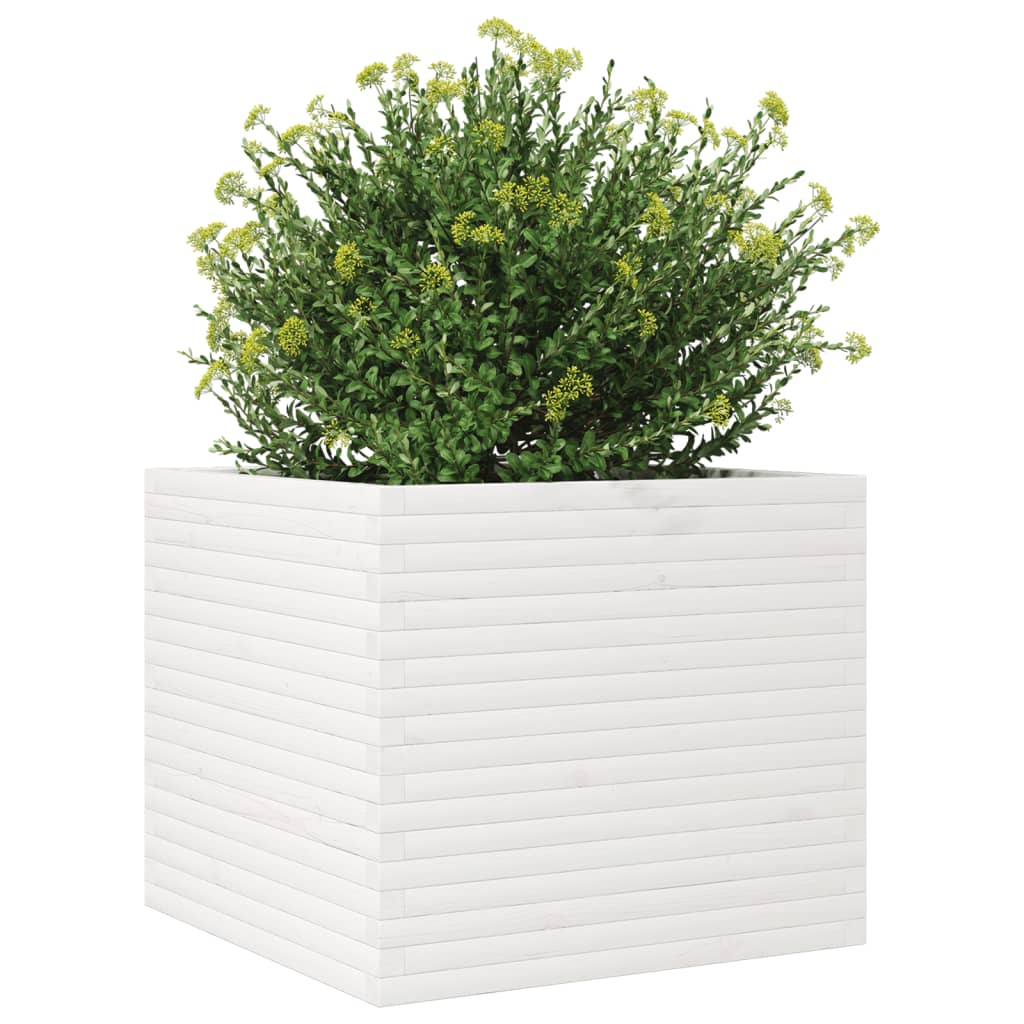 vidaXL Ζαρντινιέρα Λευκή 80x80x68,5 εκ. από Μασίφ Ξύλο Πεύκου - Image 4