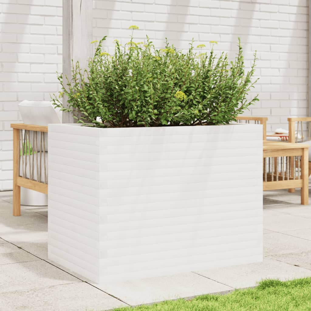 vidaXL Ζαρντινιέρα Κήπου Λευκή 60 x 60 x 60 εκ. από Μασίφ Ξύλο Πεύκου - Image 3
