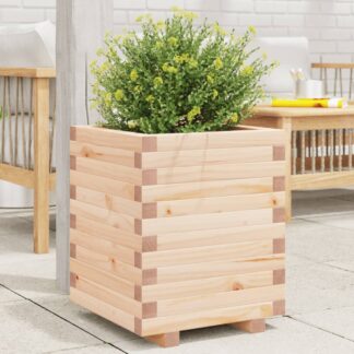 vidaXL Ζαρντινιέρα Λευκή 40x40x49,5 εκ από Μασίφ Ξύλο Πεύκου