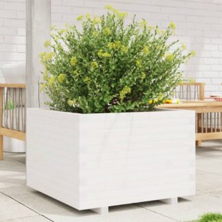 vidaXL Ζαρντινιέρα Κήπου Λευκή 70x70x49,5 εκ. από Μασίφ Ξύλο Πεύκου