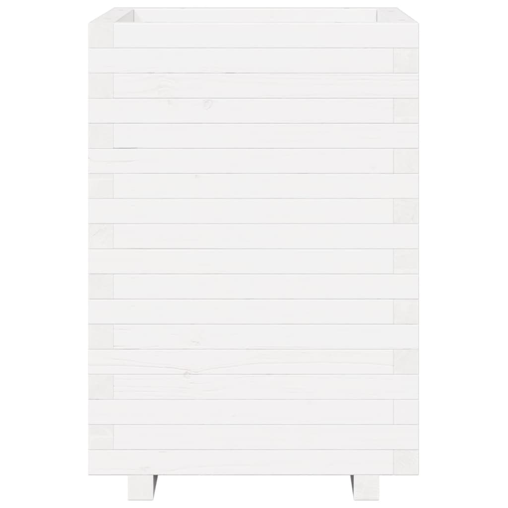 vidaXL Ζαρντινιέρα Λευκή. 50x50x72,5 εκ από Μασίφ Ξύλο Πεύκου - Image 5