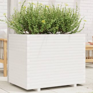 vidaXL Ζαρντινιέρα Κήπου Λευκή 90x60x72,5 εκ. από Μασίφ Ξύλο Πεύκου