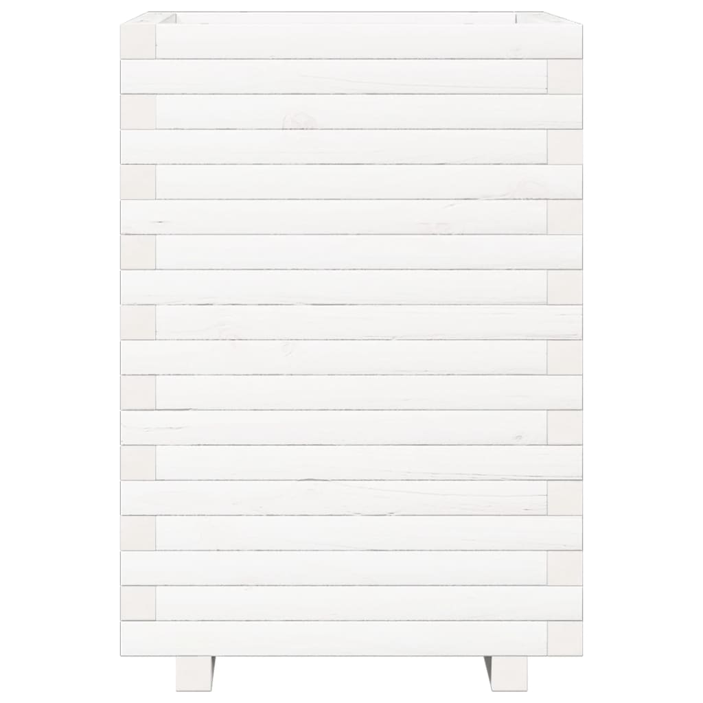 vidaXL Ζαρντινιέρα Κήπου Λευκή 50x50x72 εκ. από Μασίφ Ξύλο Πεύκου - Image 5