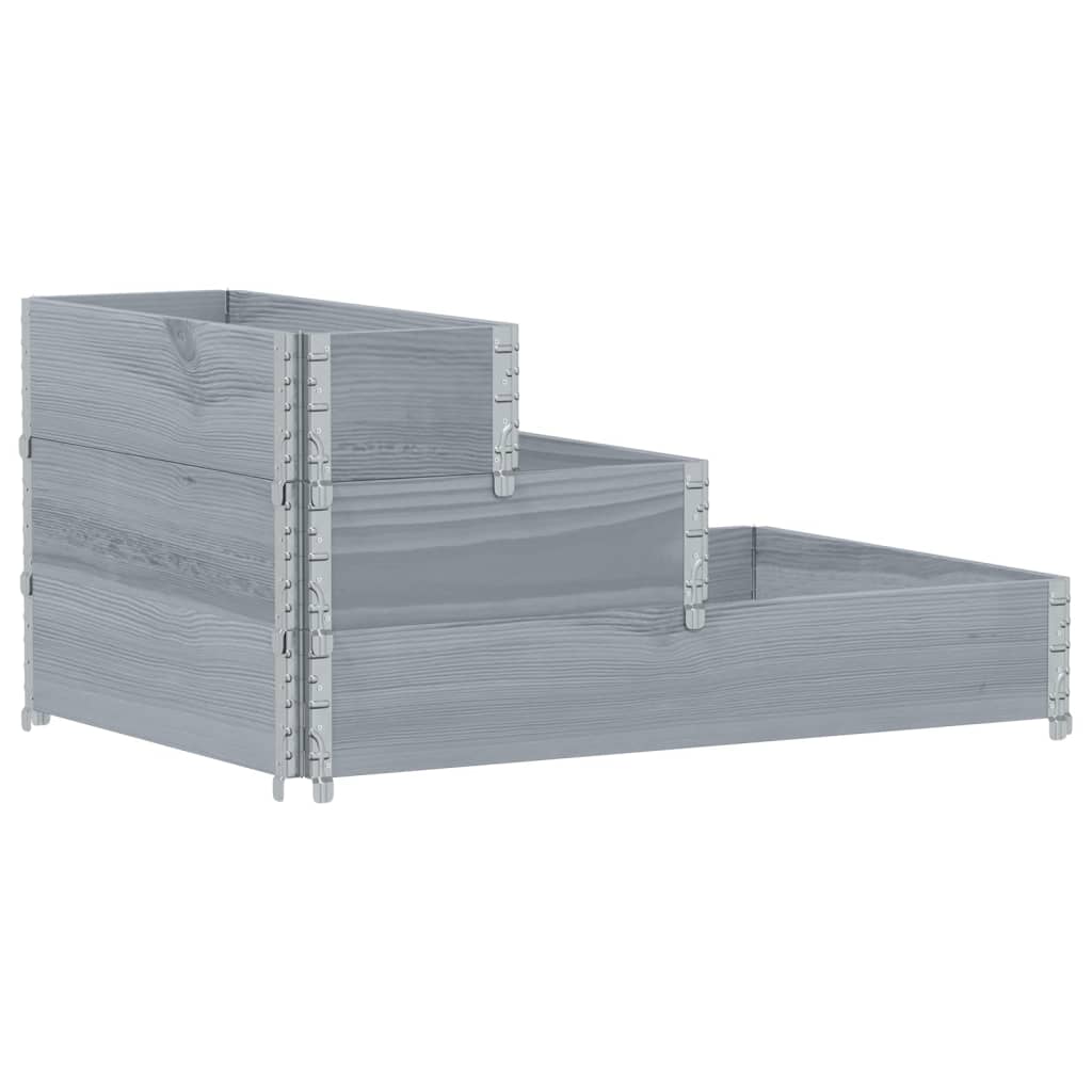 vidaXL Ζαρντινιέρα Υπερ. 3 Επιπέδων Γκρι 120x80 εκ. Μασίφ Ξύλο Πεύκου - Image 2