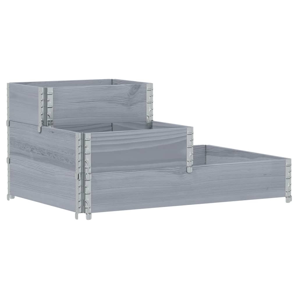 vidaXL Ζαρντινιέρα Υπερ. 3 Επιπέδων Γκρι 120x80 εκ. Μασίφ Ξύλο Πεύκου - Image 2