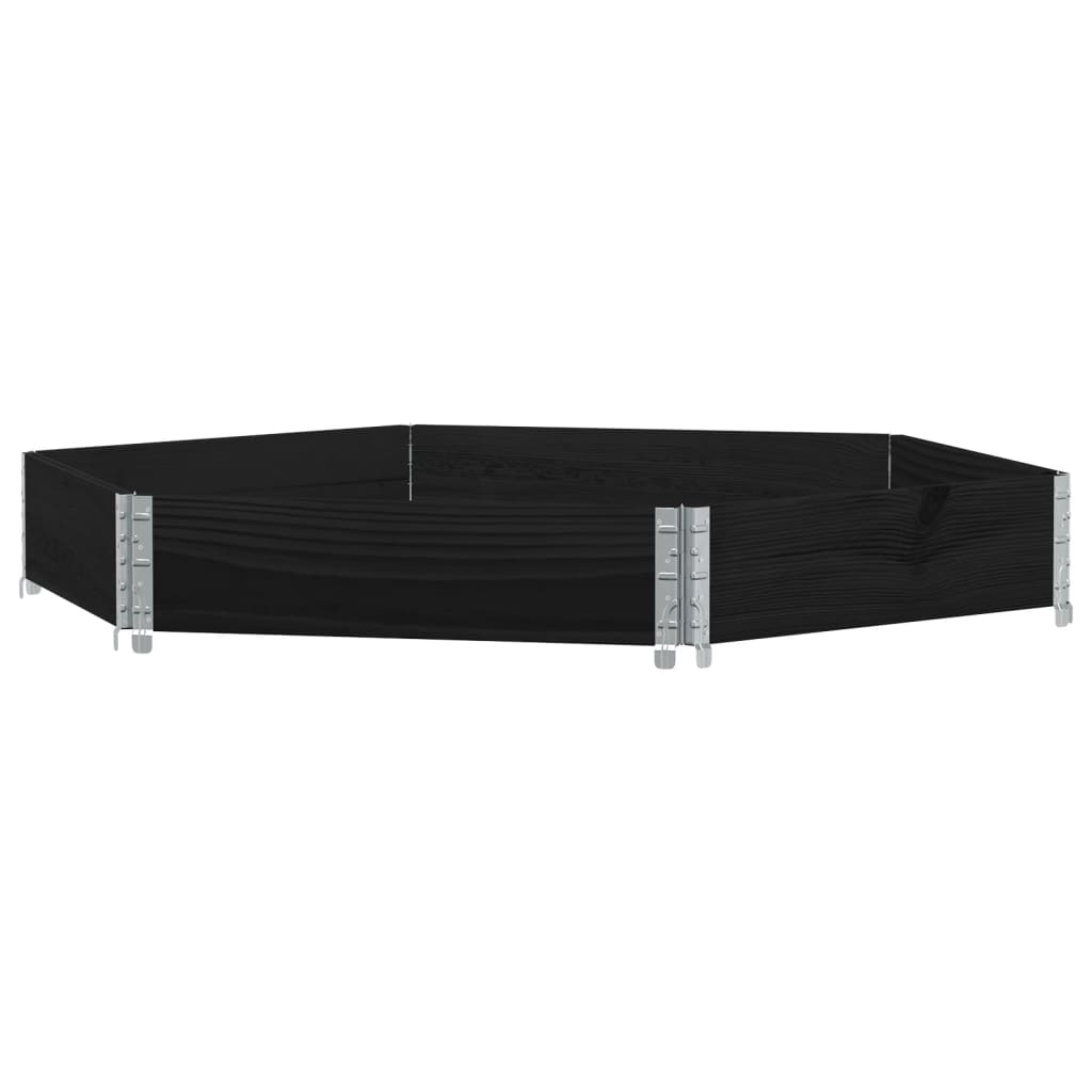 vidaXL Ζαρντινιέρα Εξάγωνη Μαύρη 160x160 εκ. από Μασίφ Ξύλο Πεύκου - Image 2