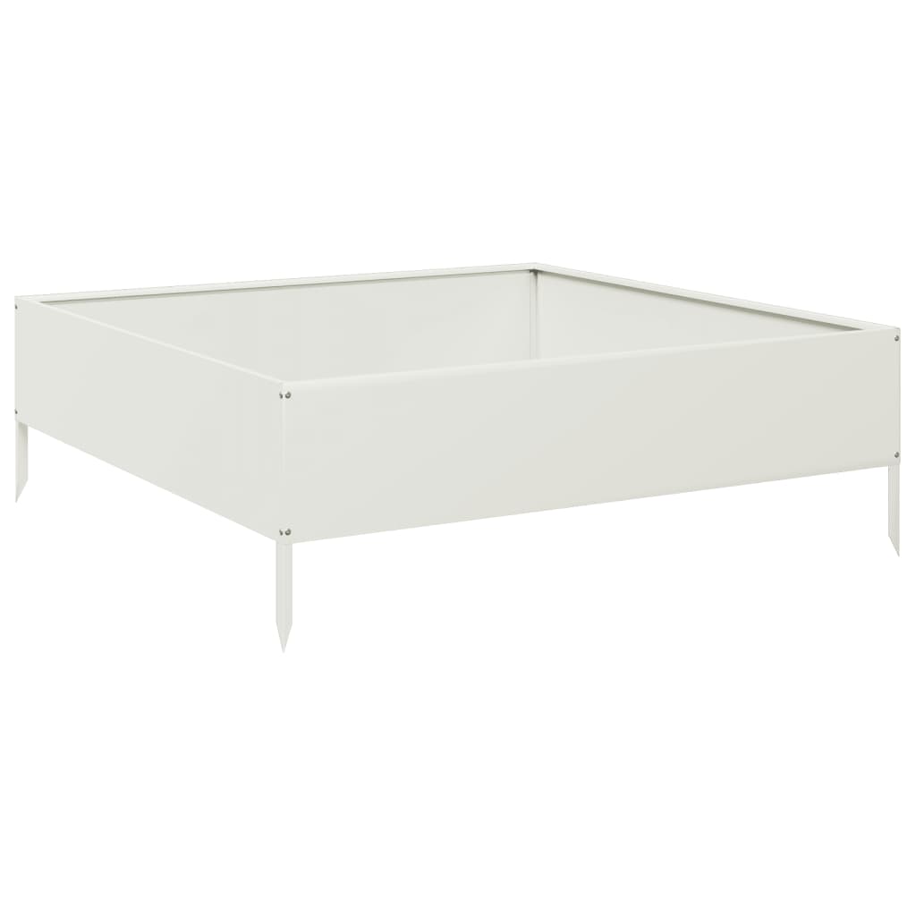 vidaXL Ζαρντινιέρα Υπερυψωμένη Λευκό 100x100x33,5 εκ. Ατσάλι - Image 2