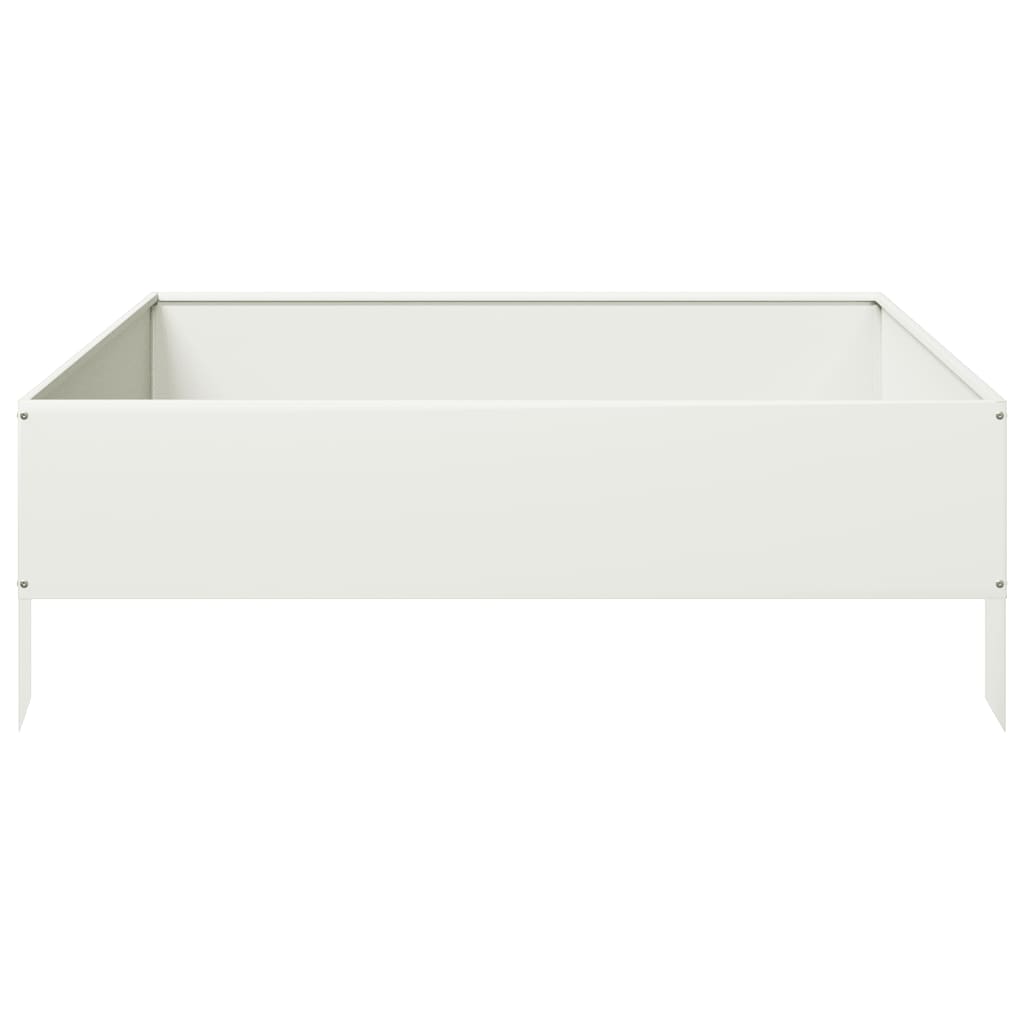 vidaXL Ζαρντινιέρα Υπερυψωμένη Λευκό 100x100x33,5 εκ. Ατσάλι - Image 4