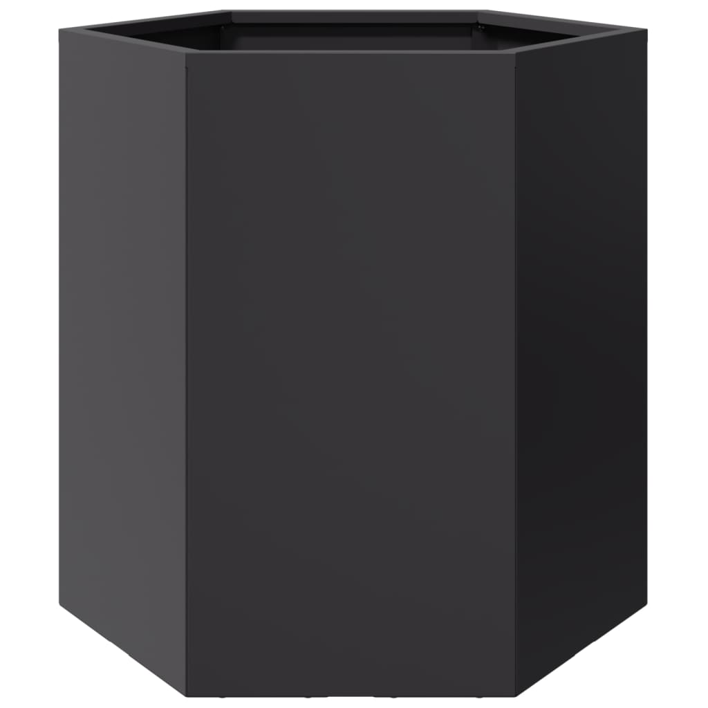 vidaXL Ζαρντινιέρα Κήπου Εξάγωνη Μαύρη 46x40x45 εκ. Ατσάλι - Image 2