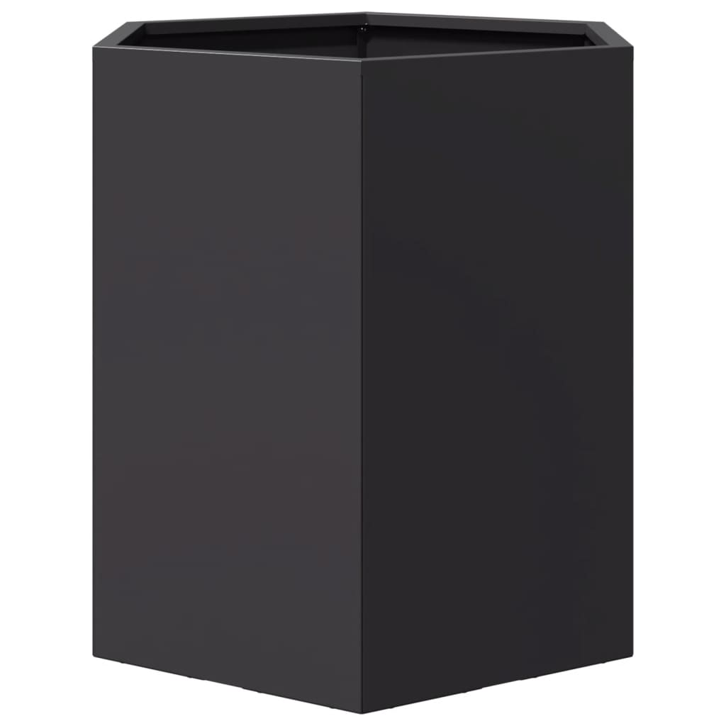 vidaXL Ζαρντινιέρα Κήπου Εξάγωνη Μαύρη 46x40x45 εκ. Ατσάλι - Image 4