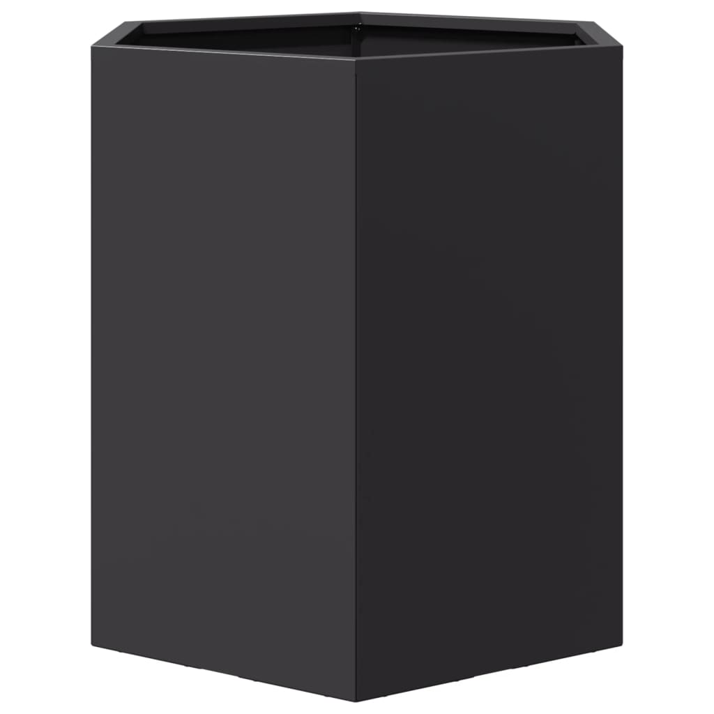 vidaXL Ζαρντινιέρα Κήπου Εξάγωνη Μαύρη 46x40x45 εκ. Ατσάλι - Image 5