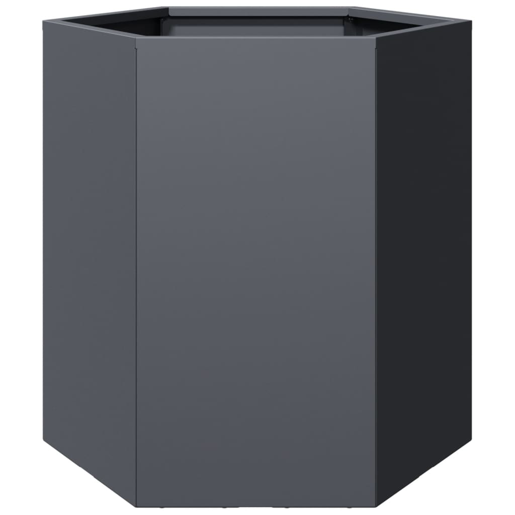 vidaXL Ζαρντινιέρα Κήπου Εξάγωνη Ανθρακί 46x40x45 εκ. Ατσάλι - Image 2