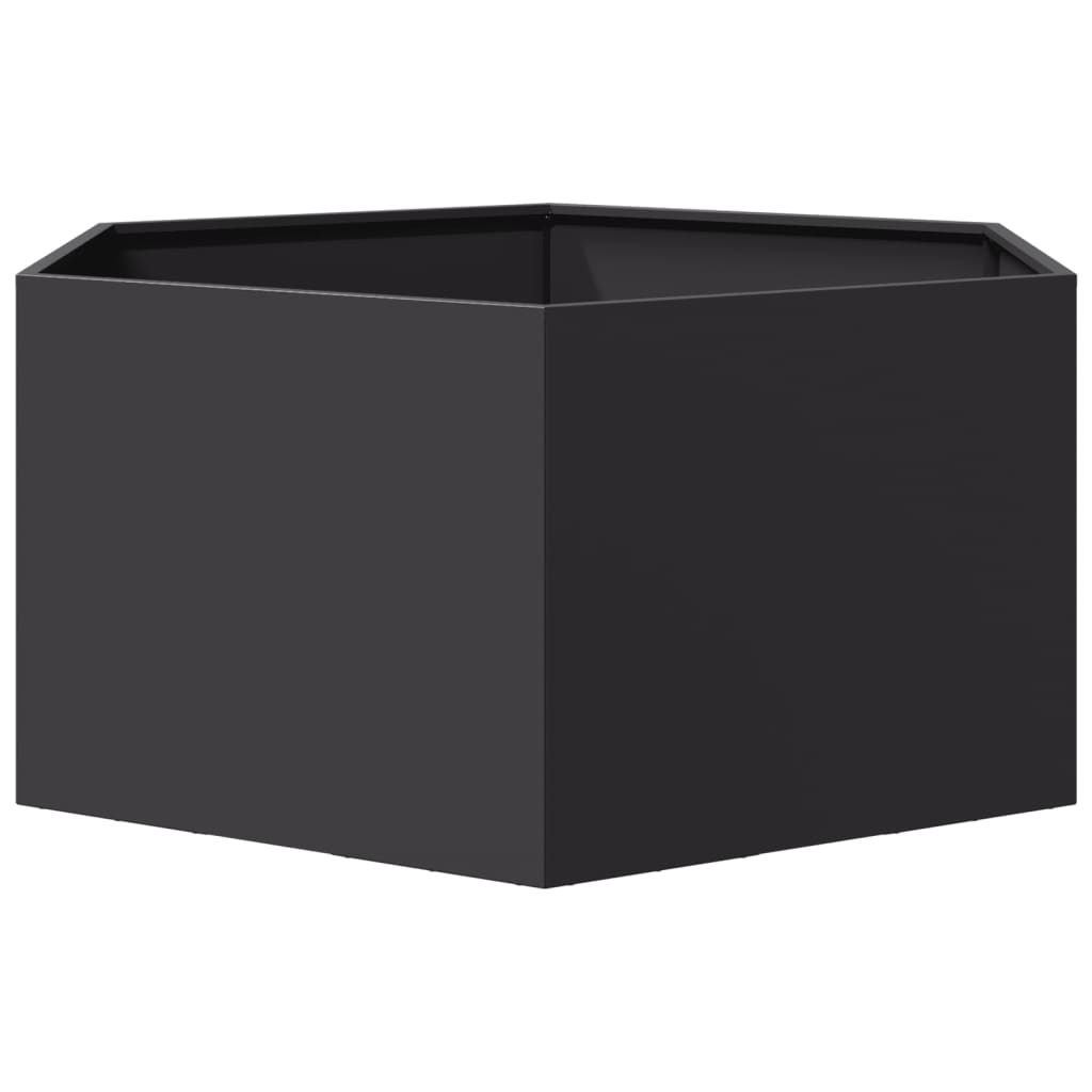 vidaXL Ζαρντινιέρα Κήπου Εξάγωνη Μαύρη 104x90x45 εκ. Ατσάλι - Image 4