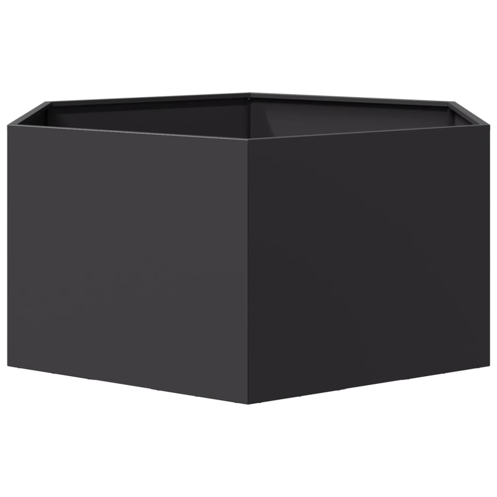 vidaXL Ζαρντινιέρα Κήπου Εξάγωνη Μαύρη 104x90x45 εκ. Ατσάλι - Image 5