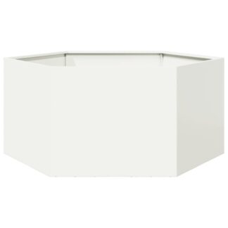 vidaXL Ζαρντινιέρα Κήπου Εξάγωνη Λευκή 104x90x45 εκ. Ατσάλι