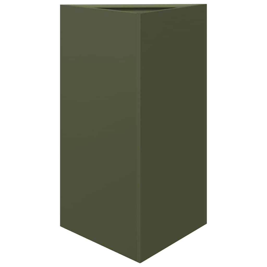 vidaXL Ζαρντινιέρα Κήπου Λαδί Τρίγωνο 50x43x75 εκ. από Ατσάλι - Image 2