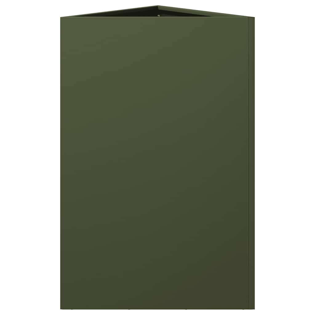 vidaXL Ζαρντινιέρα Κήπου Λαδί Τρίγωνο 50x43x75 εκ. από Ατσάλι - Image 5