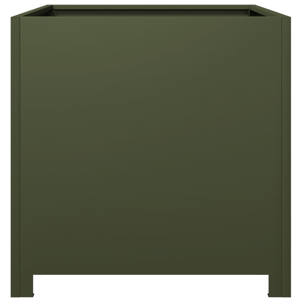 vidaXL Ζαρντινιέρα Κήπου Λαδί 50x50x50 εκ. από Ατσάλι - Image 5