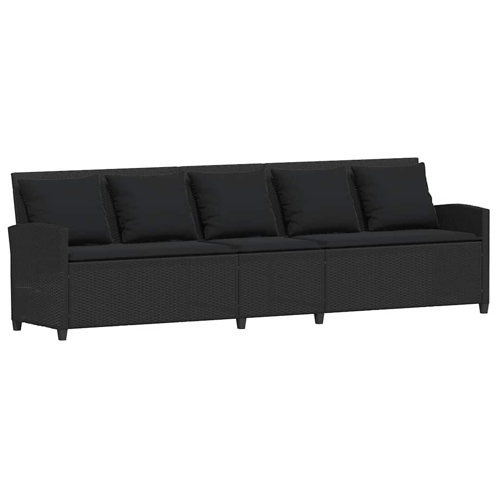 vidaXL Καναπές κήπου 5θέσιος με μαξιλάρια Μαύρο Poly Rattan - Image 2