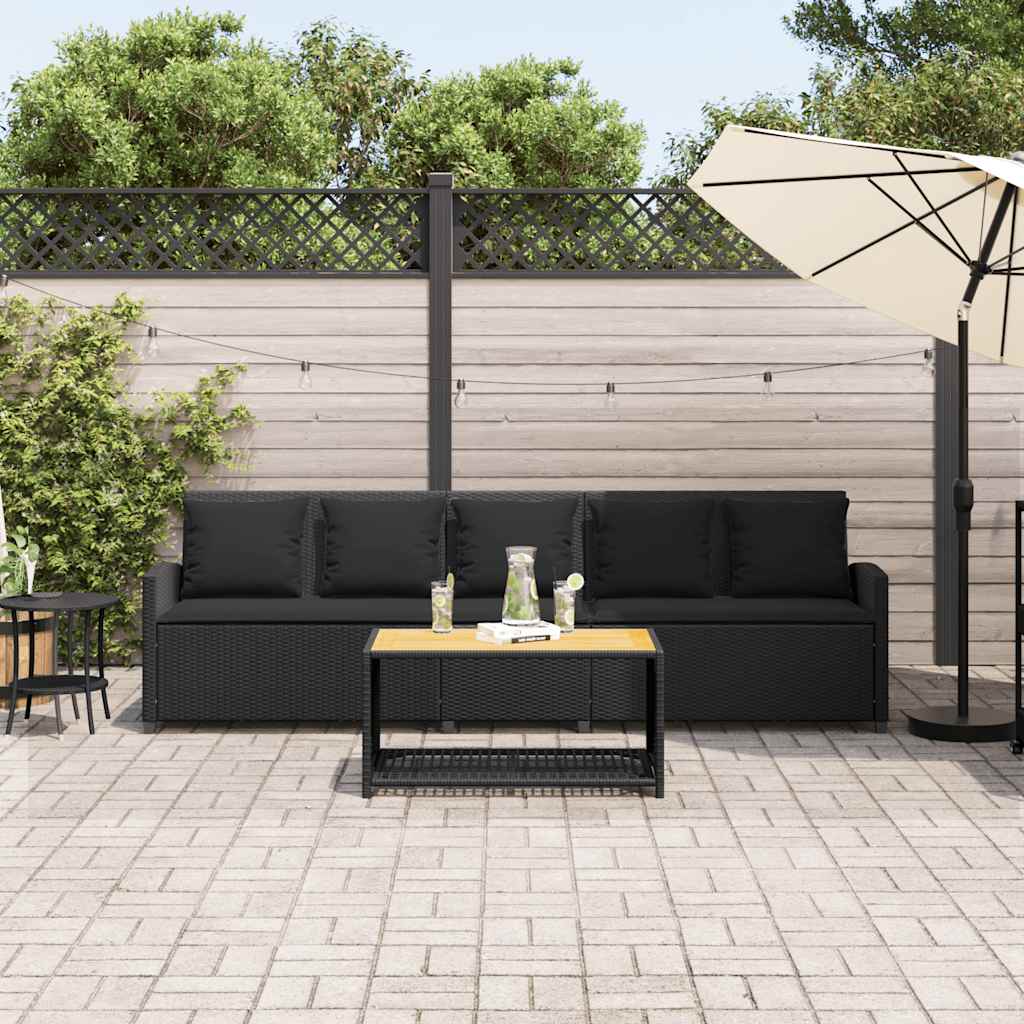 vidaXL Καναπές κήπου 5θέσιος με μαξιλάρια Μαύρο Poly Rattan - Image 3