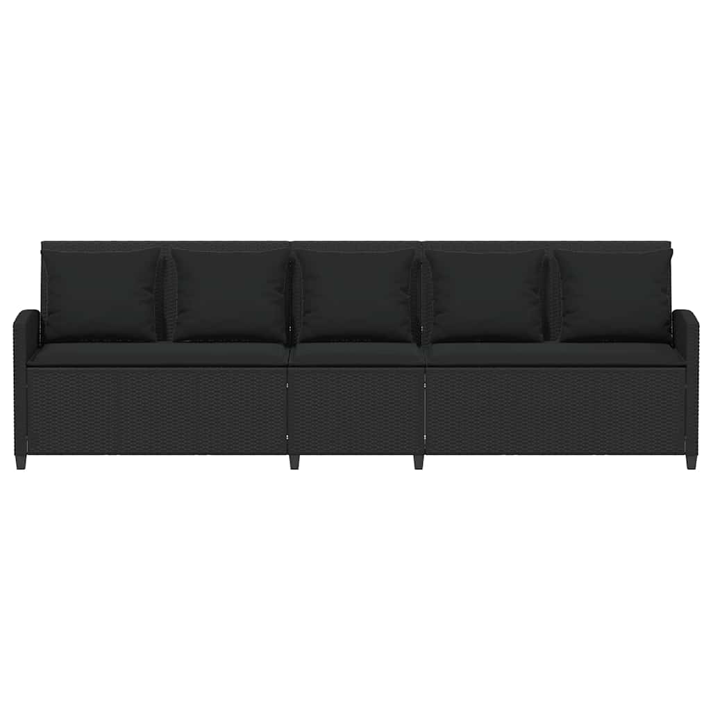 vidaXL Καναπές κήπου 5θέσιος με μαξιλάρια Μαύρο Poly Rattan - Image 4