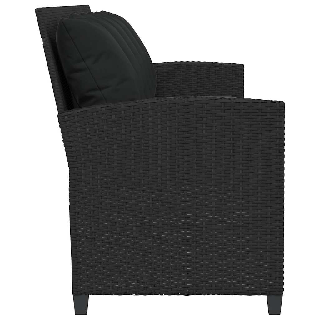 vidaXL Καναπές κήπου 5θέσιος με μαξιλάρια Μαύρο Poly Rattan - Image 5