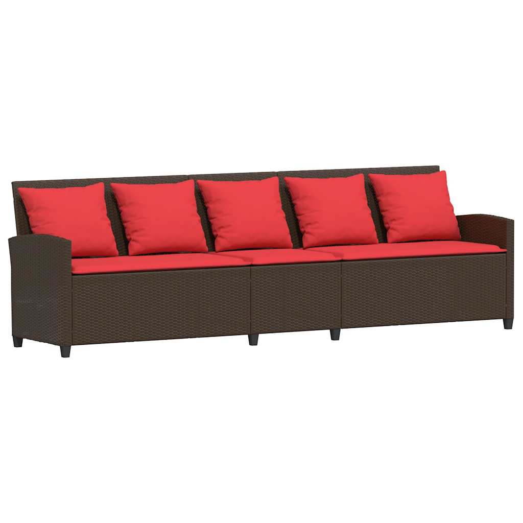 vidaXL Καναπές κήπου 5θέσιος με μαξιλάρια Brown Poly Rattan - Image 2