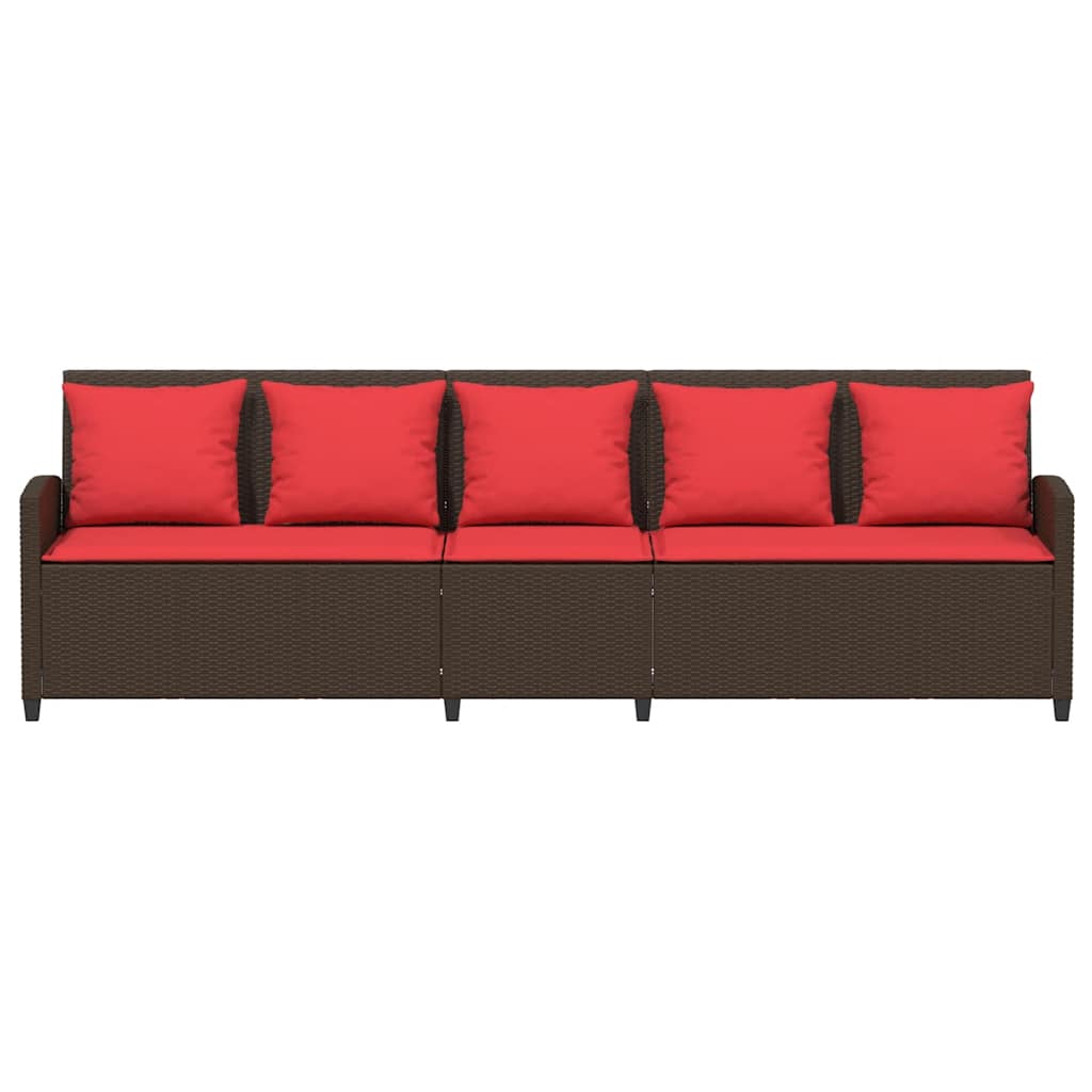 vidaXL Καναπές κήπου 5θέσιος με μαξιλάρια Brown Poly Rattan - Image 4