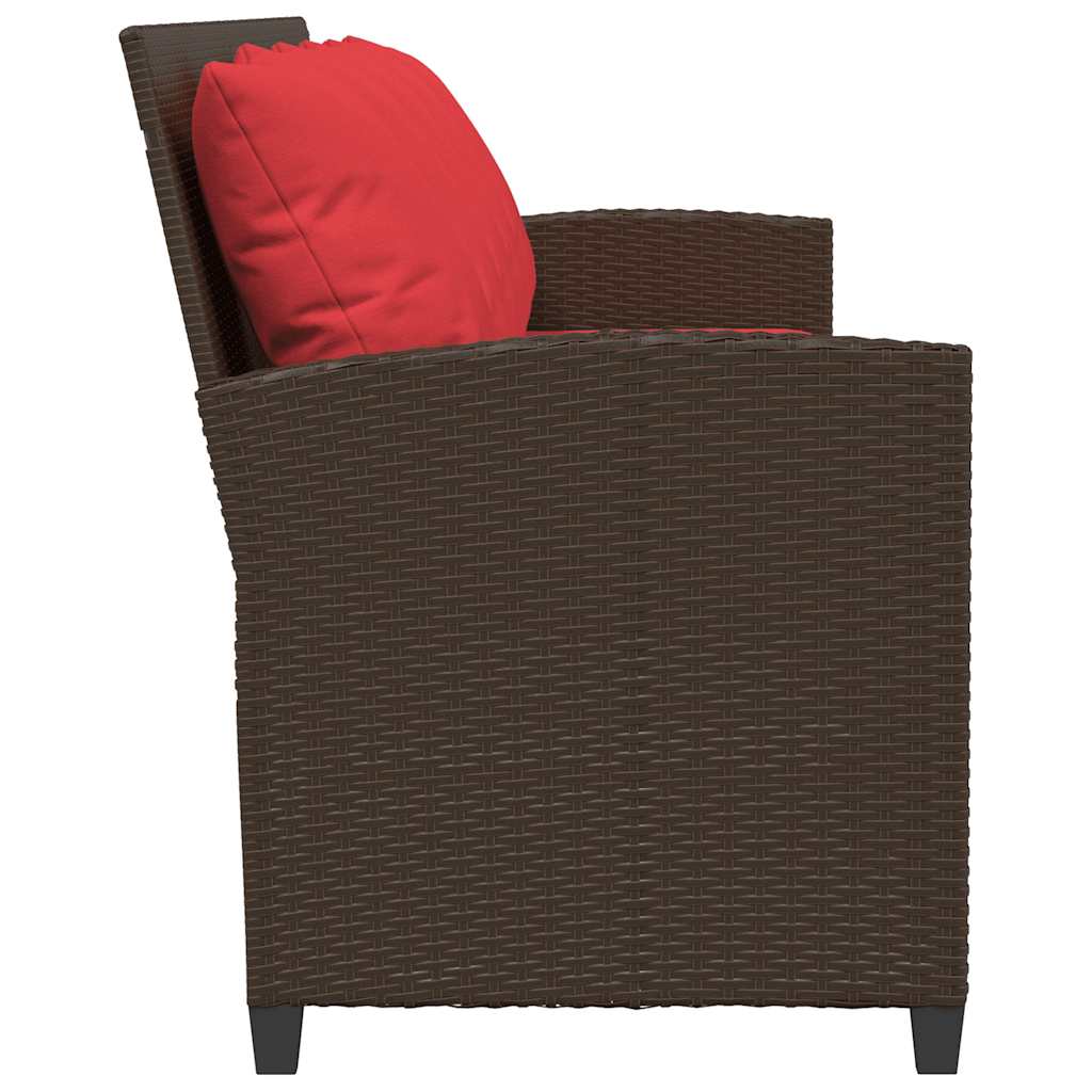 vidaXL Καναπές κήπου 5θέσιος με μαξιλάρια Brown Poly Rattan - Image 5