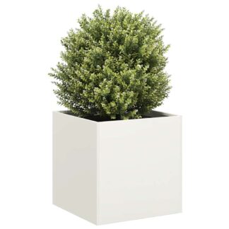 vidaXL Ζαρντινιέρα Λευκή 40x40x40 εκ. από Χάλυβα Ψυχρής Έλασης