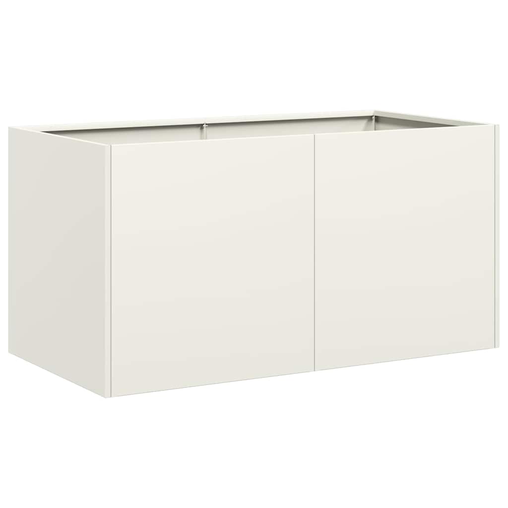 vidaXL Ζαρντινιέρα Λευκή 80x40x40 εκ. από Χάλυβα Ψυχρής Έλασης - Image 2