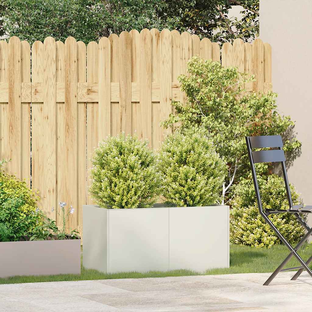 vidaXL Ζαρντινιέρα Λευκή 80x40x40 εκ. από Χάλυβα Ψυχρής Έλασης - Image 3