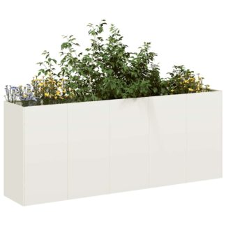 vidaXL Ζαρντινιέρα Λευκή 200x40x80 εκ. από Χάλυβα Ψυχρής Έλασης