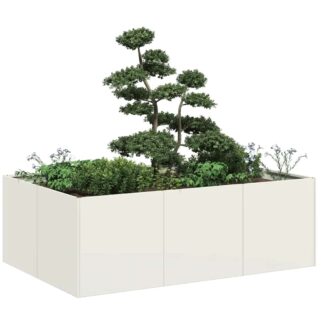 vidaXL Ζαρντινιέρα Λευκή 120x80x40 εκ. από Χάλυβα