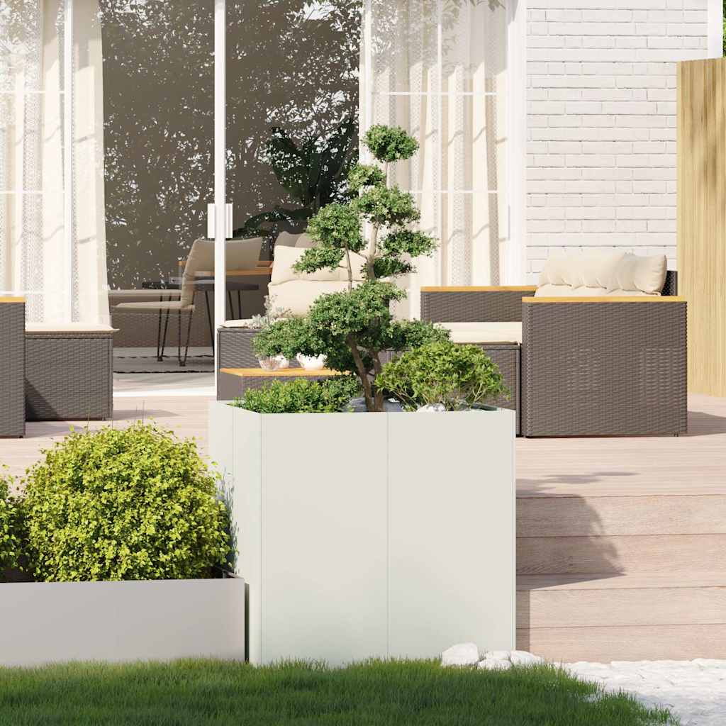 vidaXL Ζαρντινιέρα Λευκή 80x80x80 εκ. από Χάλυβα - Image 3