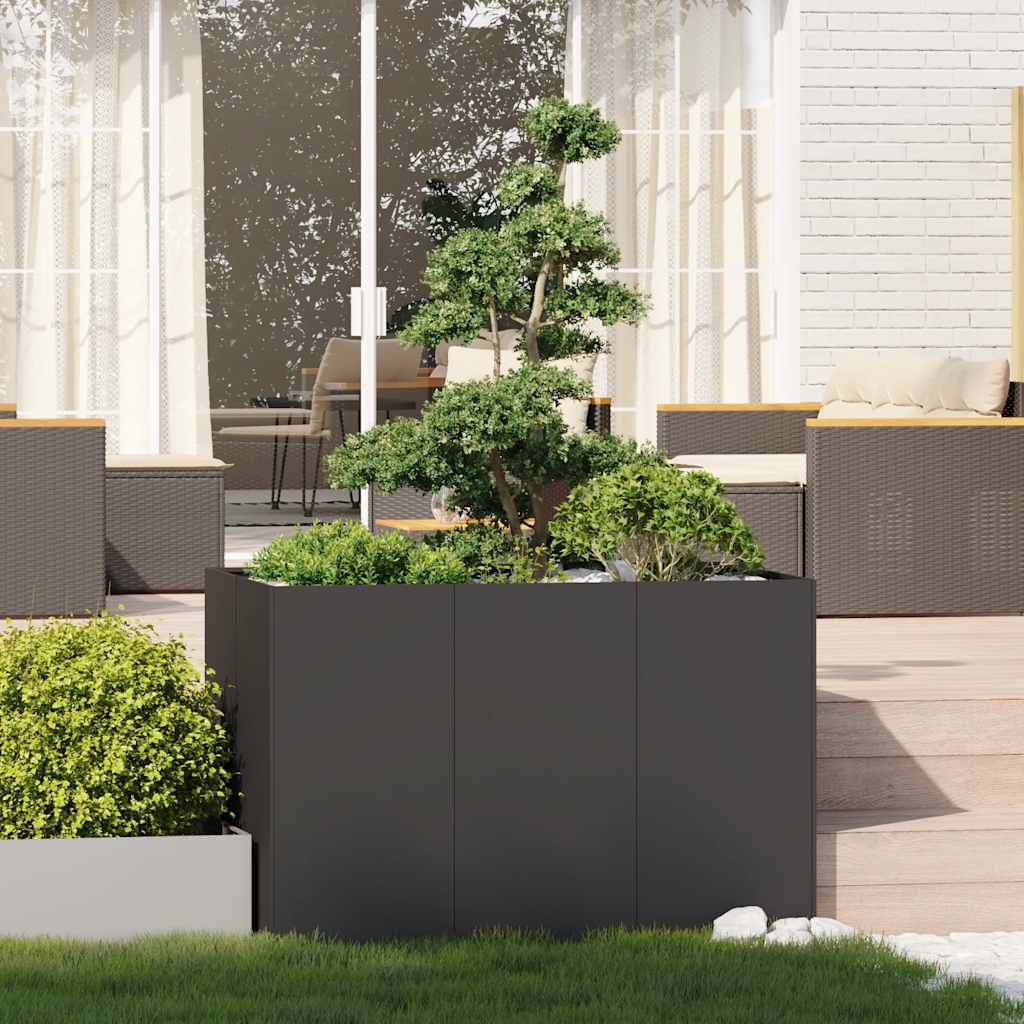 vidaXL Ζαρντινιέρα Μαύρη 120x80x80 εκ. από Χάλυβα - Image 3