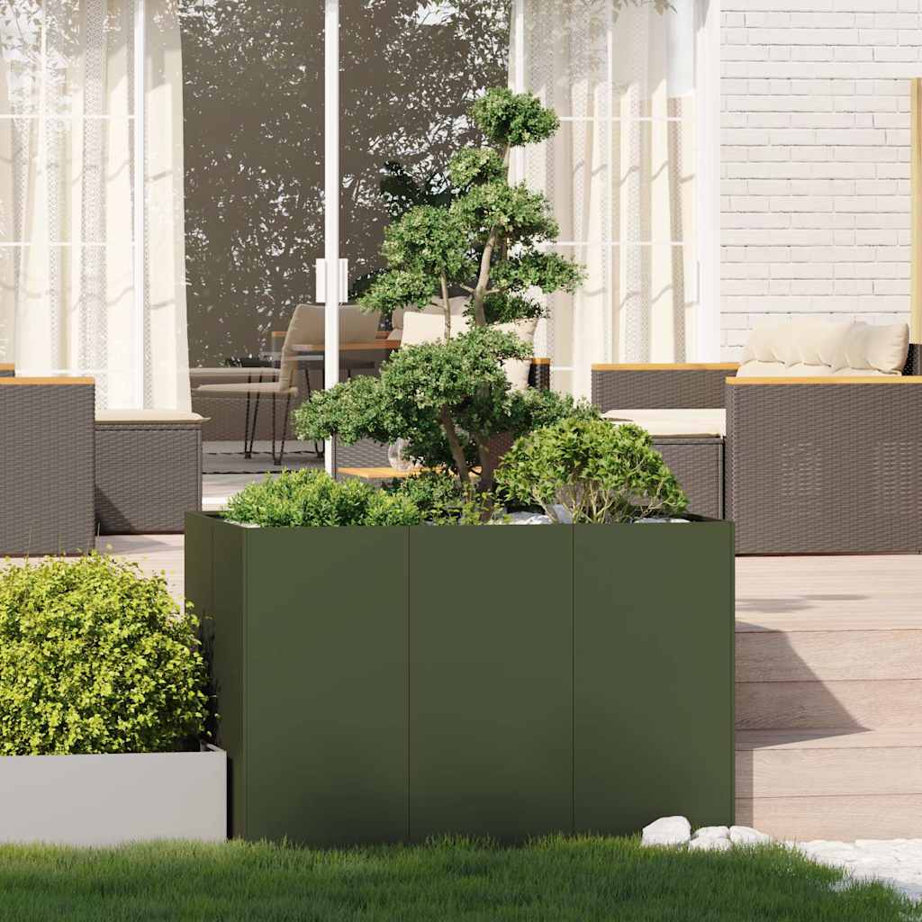 vidaXL Ζαρντινιέρα Λαδί 120x80x80 εκ. από Χάλυβα - Image 3