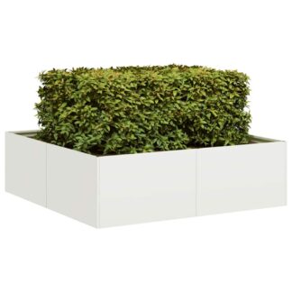 vidaXL Ζαρντινιέρα Λευκή 100x100x30 εκ. από Χάλυβα