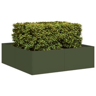 vidaXL Ζαρντινιέρα Λαδί 100x100x30 εκ. από Χάλυβα