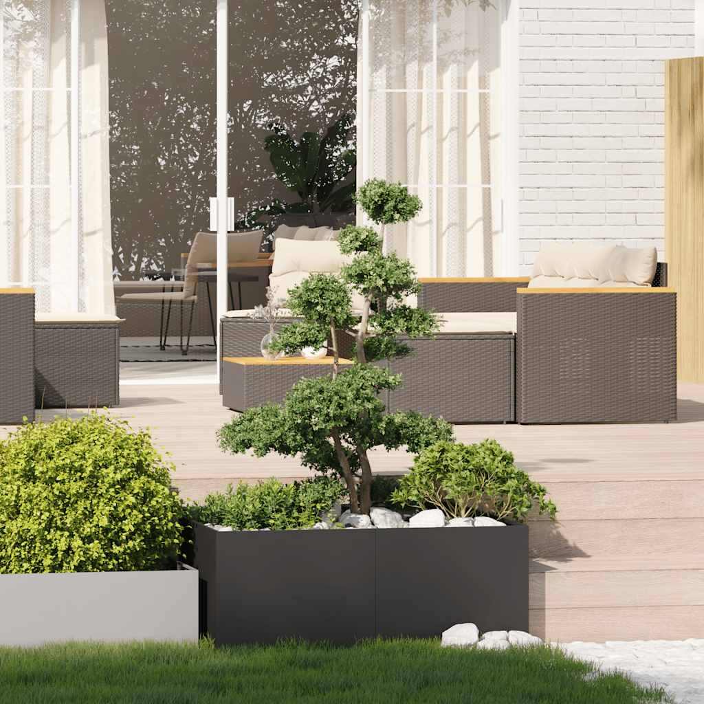 vidaXL Ζαρντινιέρα Μαύρη 100x100x40 εκ. από Χάλυβα - Image 3