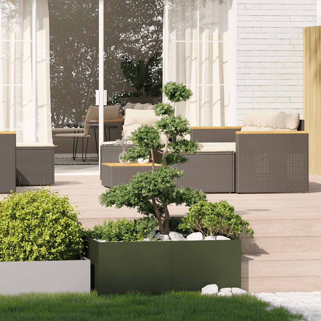 vidaXL Ζαρντινιέρα Λαδί 100x100x40 εκ. από Χάλυβα - Image 3