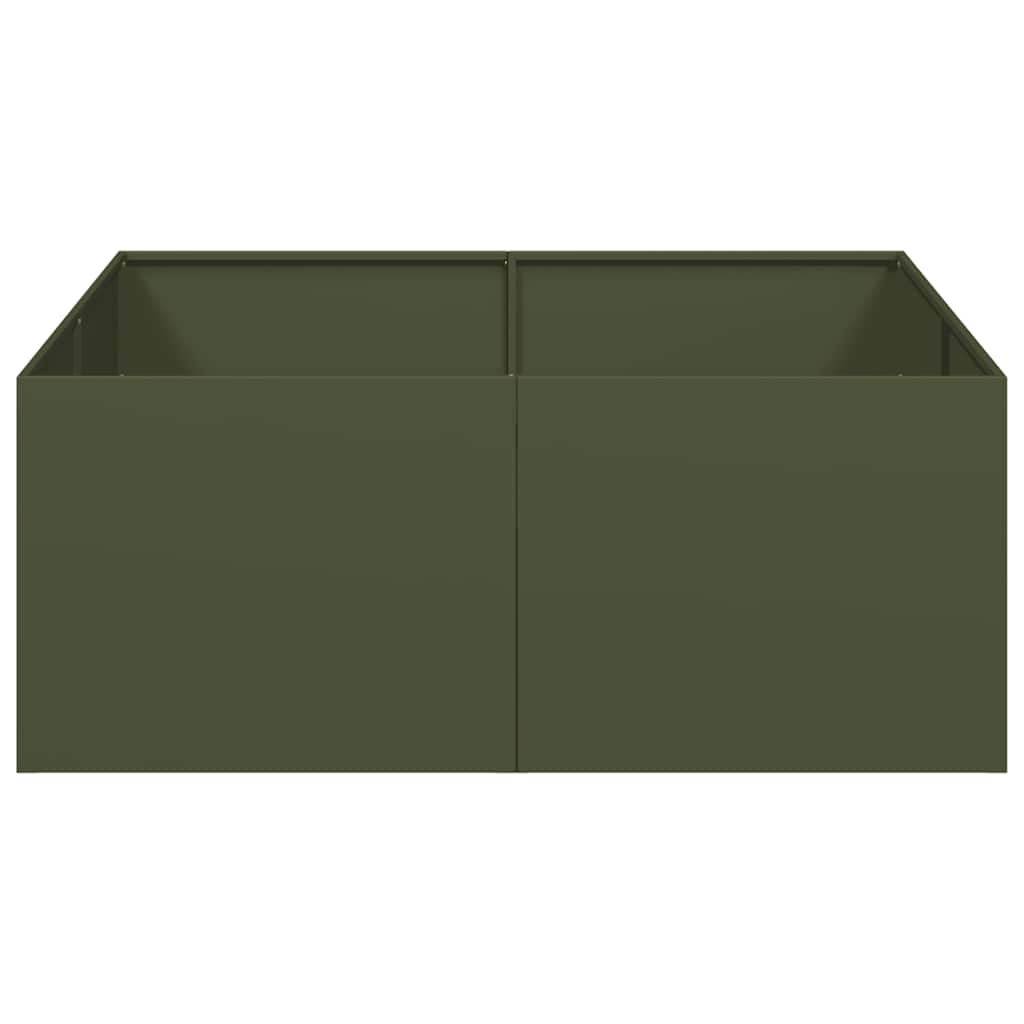 vidaXL Ζαρντινιέρα Λαδί 100x100x40 εκ. από Χάλυβα - Image 4